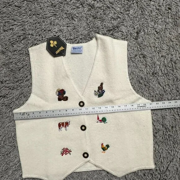 Meister 90s Vintage Retro Patterned New Wool Deadstock Vest Size L - Picture 6 of 7
